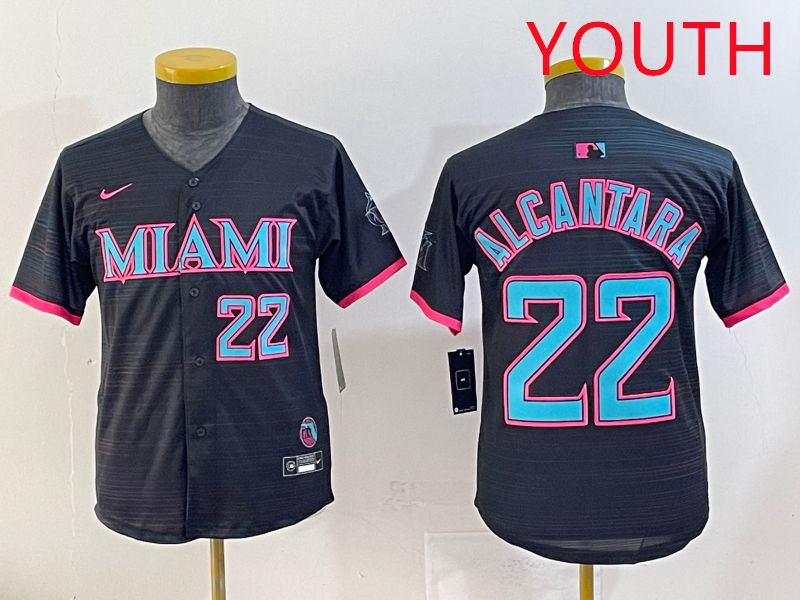 Youth 2025 Miami Marlins #22 Alcantara Black Joint Name Nike MLB Jersey style 6->boston red sox->MLB Jersey